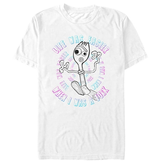 Men's Toy Story Forky Stay Weird Graphic Tee White Large