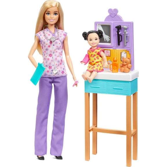 Mattel Barbie Pediatrician Doll Playsets with Stethoscope, Polyester, Purple, 12.75"
