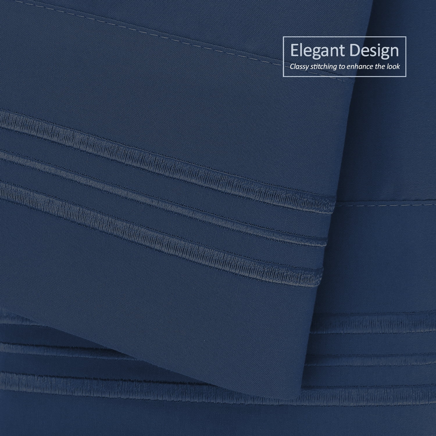 Clara Clark Pillow Cases Premier 1800 Microfiber Collection Pillow Case Set Of 2 Pieces, Standard Size Pillowcases, Navy Blue
