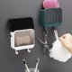 thumbnail image 2 of 2 Pieces Soap Dish, Each Soap Dish with 2 Hooks and Drain Tray (White, Green), Wall Mounted No Drilling Soap Dish, Strong Soap Dish for Bathroom and K, 2 of 5