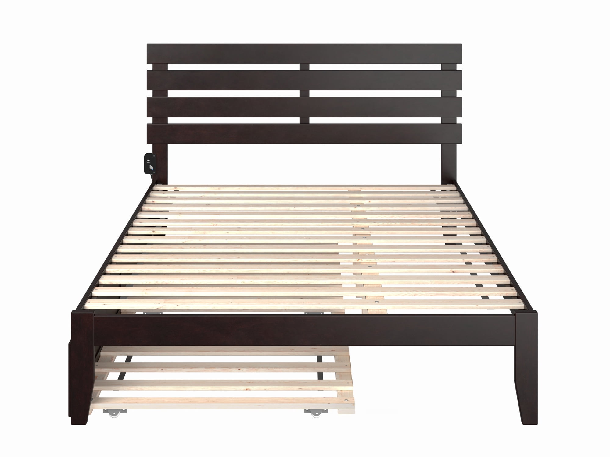 AFI Oxford 14" Queen Wood Platform Bed Frame with Twin XL Trundle, Espresso