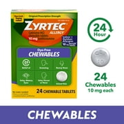 Zyrtec 24 Hour Allergy Relief Chewables, 10 mg Cetirizine HCl, 24 Count