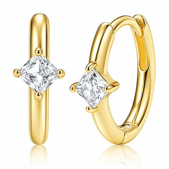 DESIGNICE Gold Huggie Earrings Small Huggie Hoop Earrings for Women 14K Gold Plated Hypoallergenic Cubic Zirconia Huggies Mini Silver Hoop Earring for Women