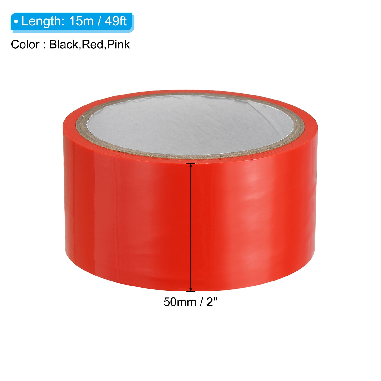 Uxcell Non Stick Static Tapes 2 in X 49 ft, 3 Roll Duct Tape No Glue Electrostatic Adsorption Tape, Black,Red,Pink