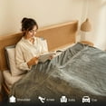 thumbnail image 3 of Heated Blanket Throw 50"x60", Cozy Flannel Electric Throws with 4 Fast Heating Levels, 4H Auto Shut-Off, ETL Certified- Soft Heated Lap Blankets for Home Office Use- Machine Washable, Grey, 3 of 11
