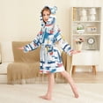 thumbnail image 4 of FORMRS Niños Bathrobe Unisex Hooded Robe Soft Plush Pajamas Sleepwear, Size 10-12T, Dark Blue Hand Drawn Sailboats, 4 of 7