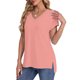 thumbnail image 4 of Tops de Manga Corta para las Mujeres Suelto Ajuste Cuello en V Manga Raglan Hendidura, Moda Blusa Sólida para el Hogar Y Diario, 4 of 8