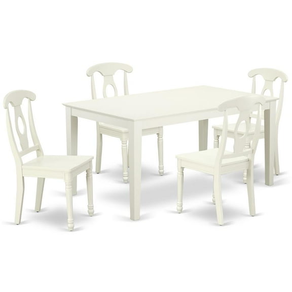 East West Furniture Dining Room Set Linen White, CAKE5-LWH-W