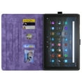 thumbnail image 4 of Case for Amazon Fire HD 10 (9th/7th/5th Generation, 2019/2017/2015 Release), Embossed Multiple Viewing Angles PU Leather Magnetic Stand Flip Folio Case Cover with Card Slots & Pencil Holder, Purple, 4 of 8