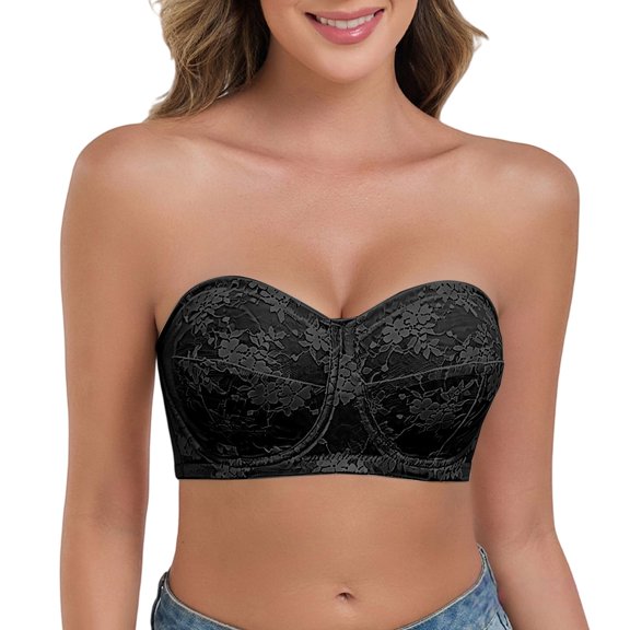 OJJCXA Women's Sports Bras Seamless High Support Lace Breath Daily Comfort Everyday Tshirt Jelly Bra Black Size 36