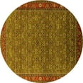 thumbnail image 1 of Ahgly Company Indoor Round Oriental Yellow Traditional Area Rugs, 6' Round, 1 of 4