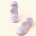 thumbnail image 5 of Xfvqtps Ballet Shoes for Girls Soft Sole Non Slip Cross Elastic Straps Lace Bow Pearl Satin Dance Shoes for Gymnastics Performance Purple, 5 of 6