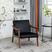 Uspridefurniture Gopal 27.2" Wide Velvet Accent Chair, Black