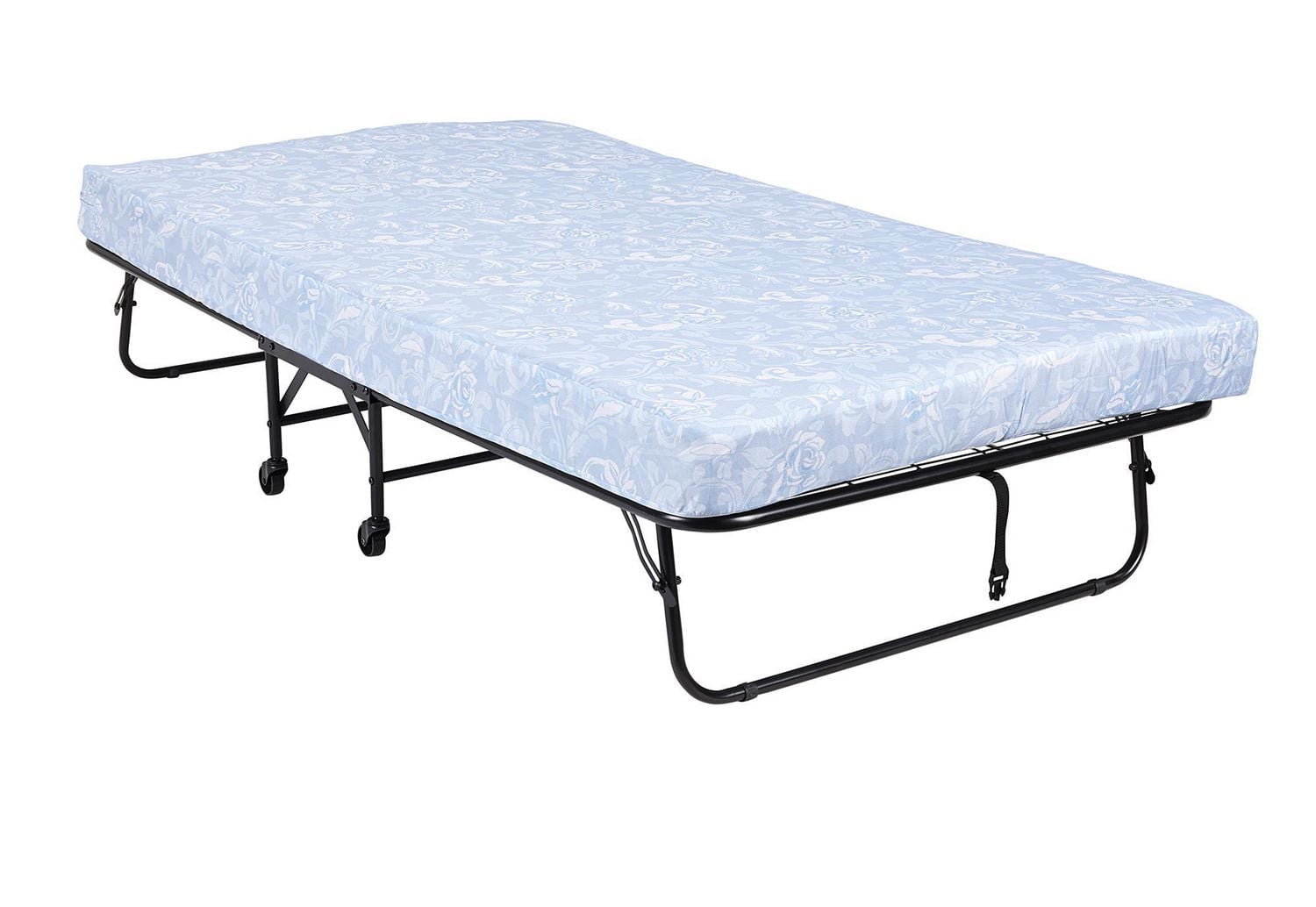 Signature Sleep Folding Metal Guest Bed with 5 Inch Floral Mattress, Folding Guest Bed