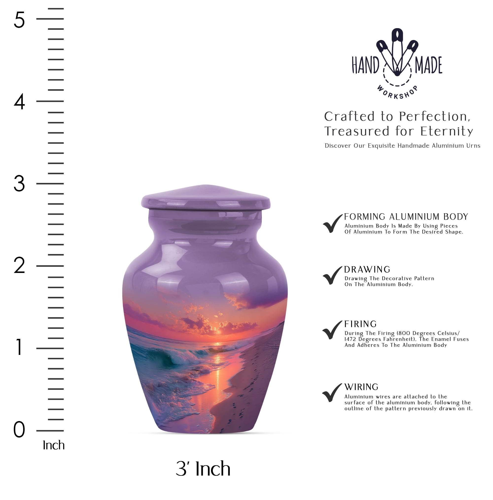 Sunset Beach Urns For Human Ashes Adult Female - Small Cremation Urn For Ashes For Women - Keepsake Funeral Urns For Men - Ash Holder For Mom (size:- 10" 1 Pc , 3" 4 Pc)