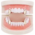 thumbnail image 1 of HAHDAXIA 2 Pcs Iced Out Teeth Grillz for Hip Hop Grills for Your Teeth Top and Bottom, Rapper Costume Cosplay Teeth Jewelry and Accessories - for Photo Video Shoots, Clubbing, 1 of 1