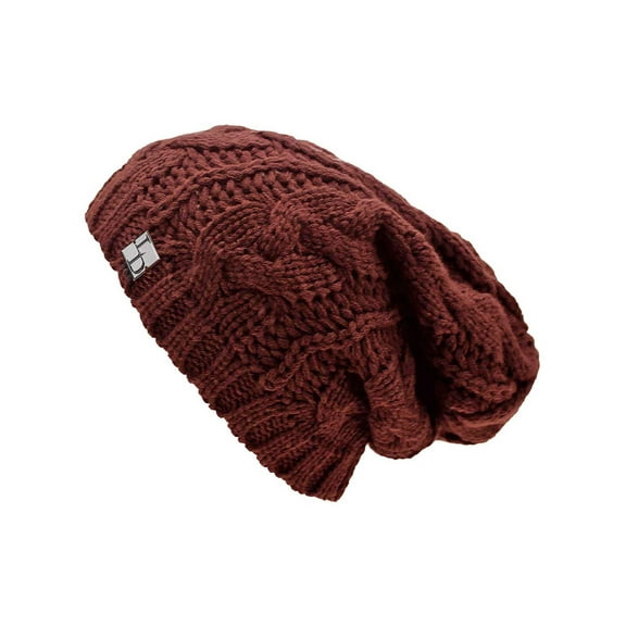 Brown Cable Knit Unisex Slouchy Beanie Cap Hat