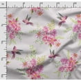 thumbnail image 2 of Soimoi Bird & Flowers Printed, Cotton Fleece, Fabric by The Yard Sewing DIY Stretch Fabric 56 Inches Wide, WarmFabric for Hats, Coats, Gloves, Blankets, Pink, 2 of 5