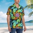 thumbnail image 3 of Sikiie Hippie Style Print Men's Hawaiian Shirt, Summer Beach Button Pocket Short Sleeve T-Shirt,Small, 3 of 7