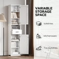 thumbnail image 5 of PORKISS Floor Storage Cabinet, Wood Pantry Cabinet with Doors and Drawer, Freestanding Narrow Bathroom Storage Organizer with Adjustable Shelves for Kitchen, Bathroom, Living Room, White, 5 of 8