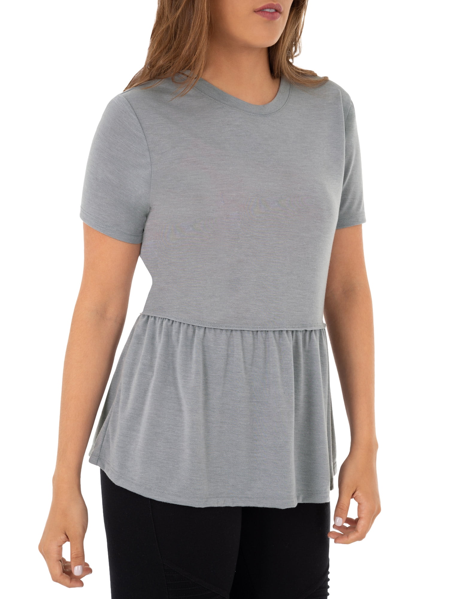 Wright's Womens Short Sleeve Peplum Waist Top