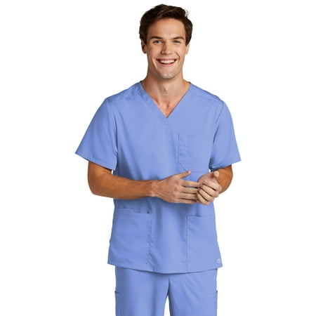 

WonderWink Men s Premiere Flex V-Neck Top WW5068 In Ceil Blue