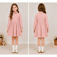 thumbnail image 2 of Lanbubble Girls Long Sleeve Turtleneck Dress Soft Knitted A Line Fall Winter Dress 2-7 Years, 2 of 9