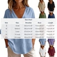 thumbnail image 3 of VBVC Women's Cotton Linen V Neck Button Blouse, Ladies' Loose Fit Long Sleeve Top, Casual Work Office Tunic Shirt For Women, Navy , S-2XL, 3 of 6