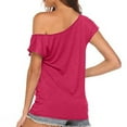 thumbnail image 5 of Ltctricy Women's T Shirts Asymmetrical Neck off One Shoulder Short Sleeve Tunic Tops Trendy Casual Tee Blouses, 5 of 7