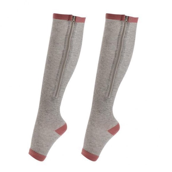 Calcetines de compresión Yuyangstore 2-6 con cremallera puntera abierta gris 2 piezas