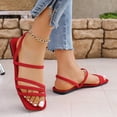 thumbnail image 7 of SZJXBUY Tall Sandals for Women,Summer Casual Strappy Flat Sandals Breathable Open Toe Comfortable Slip-On Ankle Strap Beach Vacation Shoes Red,38, 7 of 7