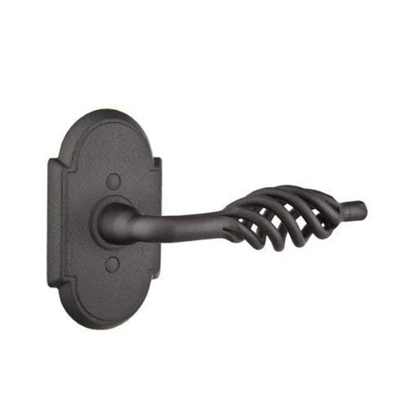 EMTEK #1 Wrought Steel Rosette Passage Set with Matching Finish Lafayette Lever - Available in 2 Finishes - Choice of Left or Right Handing - 7101LLHFBS - Left Handed (LH) - Flat Black Steel (FBS)