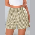 thumbnail image 2 of Audhol Plaid Shorts Women Women's Shorts Cute Soft Elastic Waist Plaid Print Front Pajama Bottoms Shorts Sleepwear Summer Shorts Green2 2XL, 2 of 7