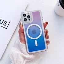 Magnetic Defender Bicolored for iPhone 13 Pro Max Case, [Military Grade Protection] [Super Strong Magnets] Translucent Matte Case for iPhone 13 Pro Max Phone Case (6.7") - Blue   Purple