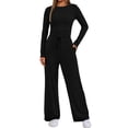 thumbnail image 2 of Trendy Fall Women'S Suit Long-Sleeved Solid Color Casual Suit Leisure Black XL, 2 of 8
