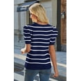 thumbnail image 5 of Wiholl Short Puff Sleeve Sweaters for Women Knit Tops 2026 Trendy Crewneck Striped T Shirts Casual Summer Blouses, 5 of 8