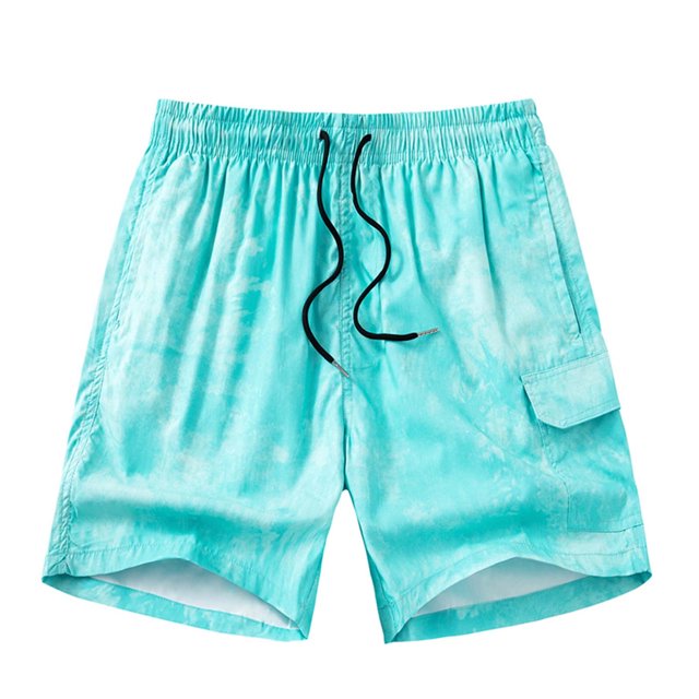 Pantalones cortos de cintura elástica con estampado y teñido para hombres Pantalones de playa de cinco puntos de secado rápido Pompotops oipoqjl41219