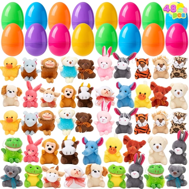 Huevos de Pascua rellenos con juguetes de animales de peluche, 48 piezas JOYIN