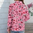 thumbnail image 4 of Dwralegc Valentine Shirts Women Button Down Lapel Collar Blouses Plus Loose Heart Graphic Clothes Casual Lightweight Holiday Shirts Hot Pink 2XL, 4 of 5