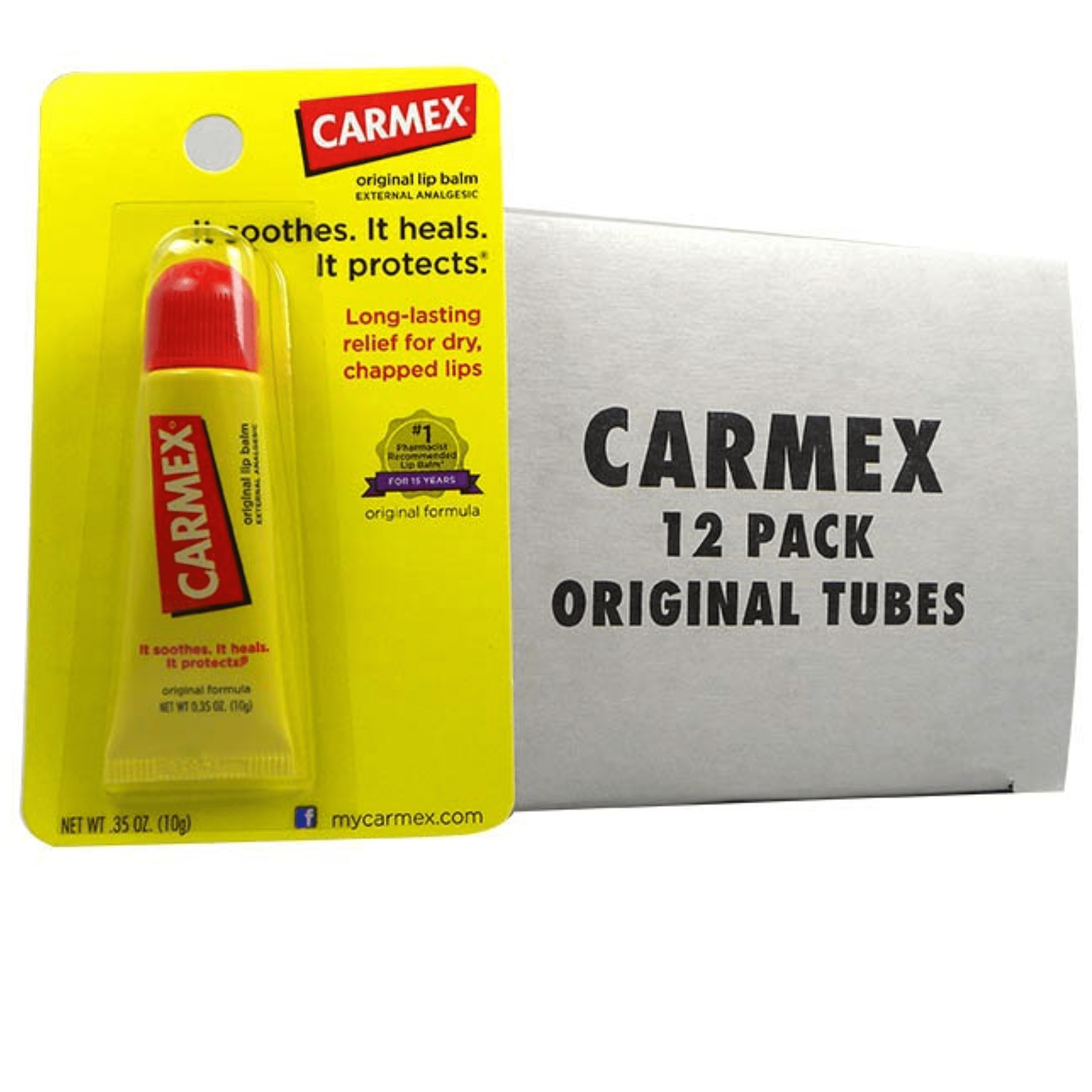 Carmex Classic Medicated Original Flavor Tubes .35 Oz. (Pack of 12)