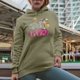 thumbnail image 2 of I'm Just Out Here Trusting God Quote with Wooden Cross & Flowers Art Merch Gift, Sand Hooded Sweatshirt or Hoodie, Small, 2 of 5