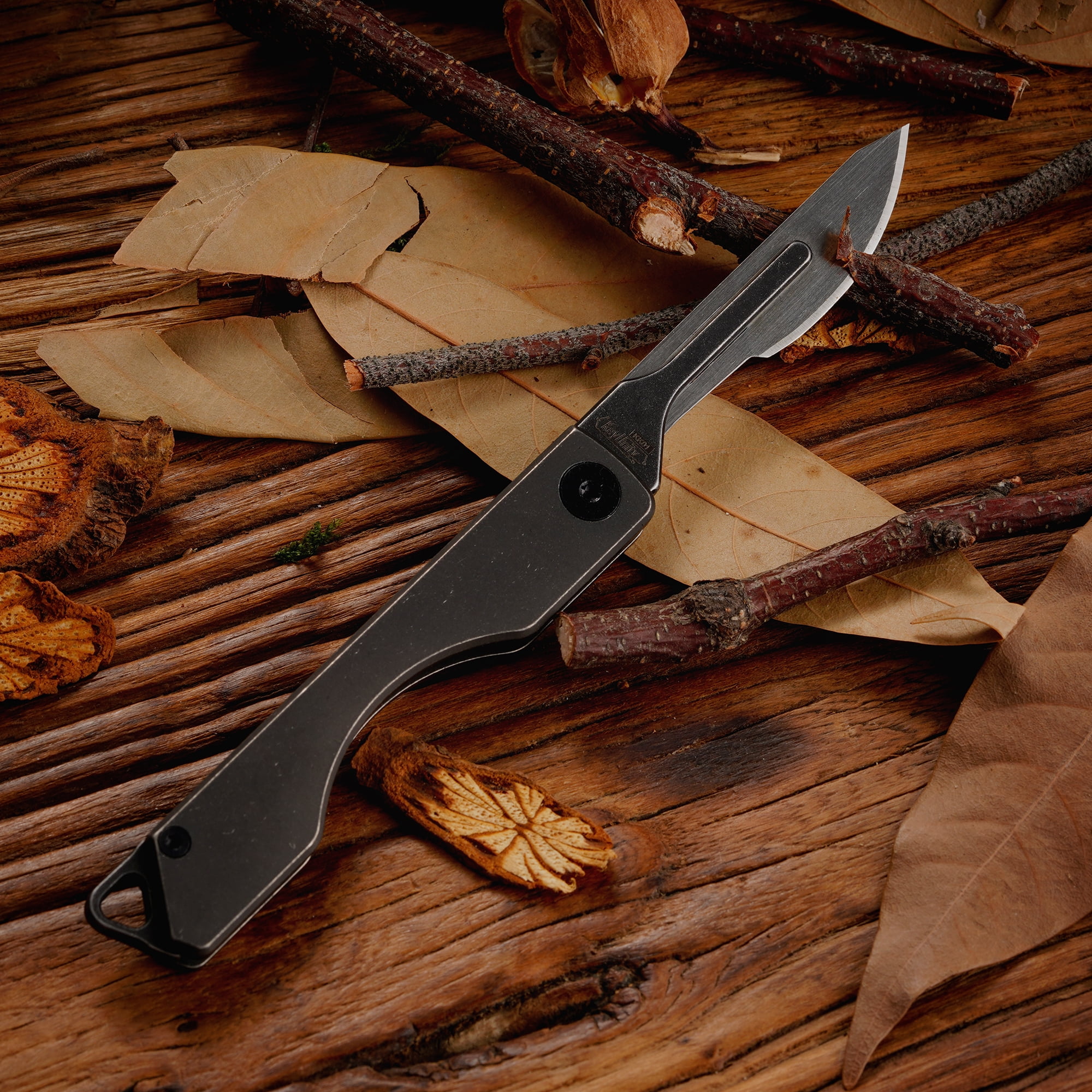Key Unity KK01 Titanium Folding Knife, Utility EDC Pocket Knife with #24 Replaceable Blade, for Outdoor Hunting, Camping, Fishing, Hiking for Men & Women (PVD Black)