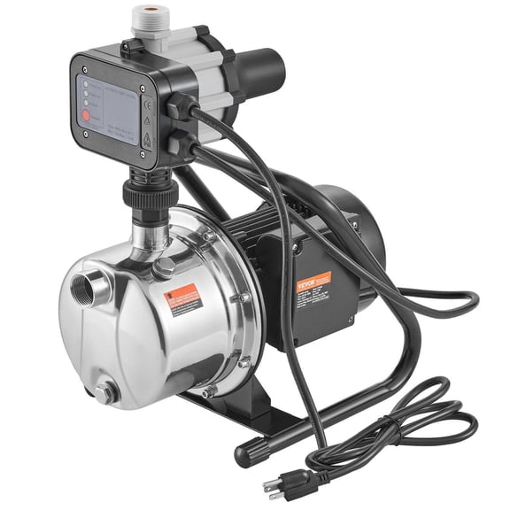 Shallow Well Pump 1HP 115V 1200 GPH 145 ft Head Portable Stainless Steel Sprinkler Booster Jet Pump with Automatic Controller for Garden Lawn Irrigation Water Transfer