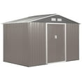 thumbnail image 2 of Outdoor Metal Storage Shed 8x10 Ft Weatherproof Garden Tool Shed Lockable Doors Gray 2 of 12