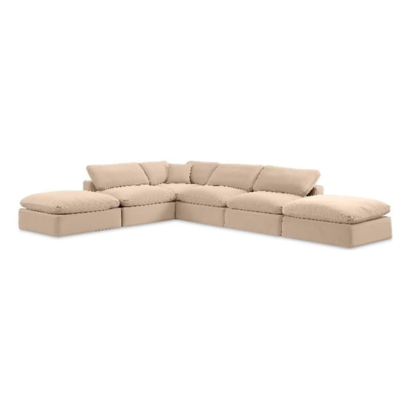 Meridian Furniture Comfy Beige Velvet 6-Pc. Modular Sectional