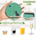 thumbnail image 2 of Yayeee 6 PCS Drink Coasters with Holder Set Woven Absorbent Round Tabletop Hot Pad, Green Cat, 2 of 7