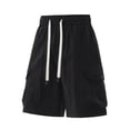 thumbnail image 3 of Knee Length Cargo Shorts for Men’s Cargo Shorts with Multi-pocket, Elastic Waist Straight Leg Shorts, Summer Fashion Casual Beach Short Pants Black XXL, 3 of 8