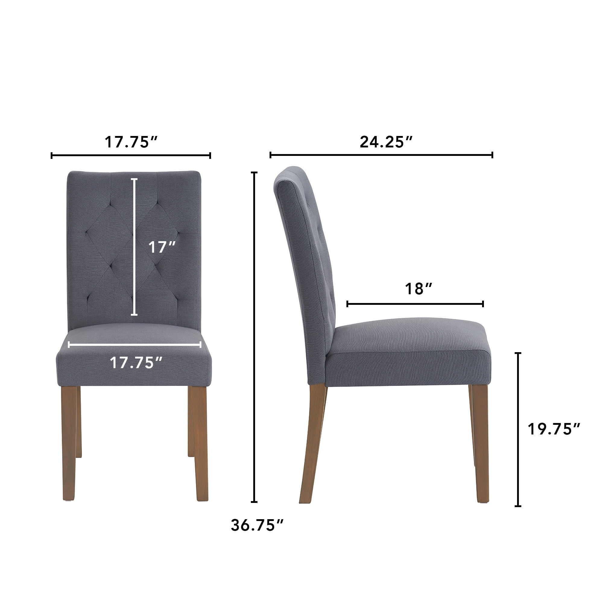 Finch Westport Tufted Armless Dining Side Chairs, Cottage Gray (Set of 2)