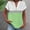 Green, variant on QUNYINEY Short Sleeve Women's T Shirts V Neck Colorblock Casual Tops Pullover Cotton Linen Loose Button Shirts