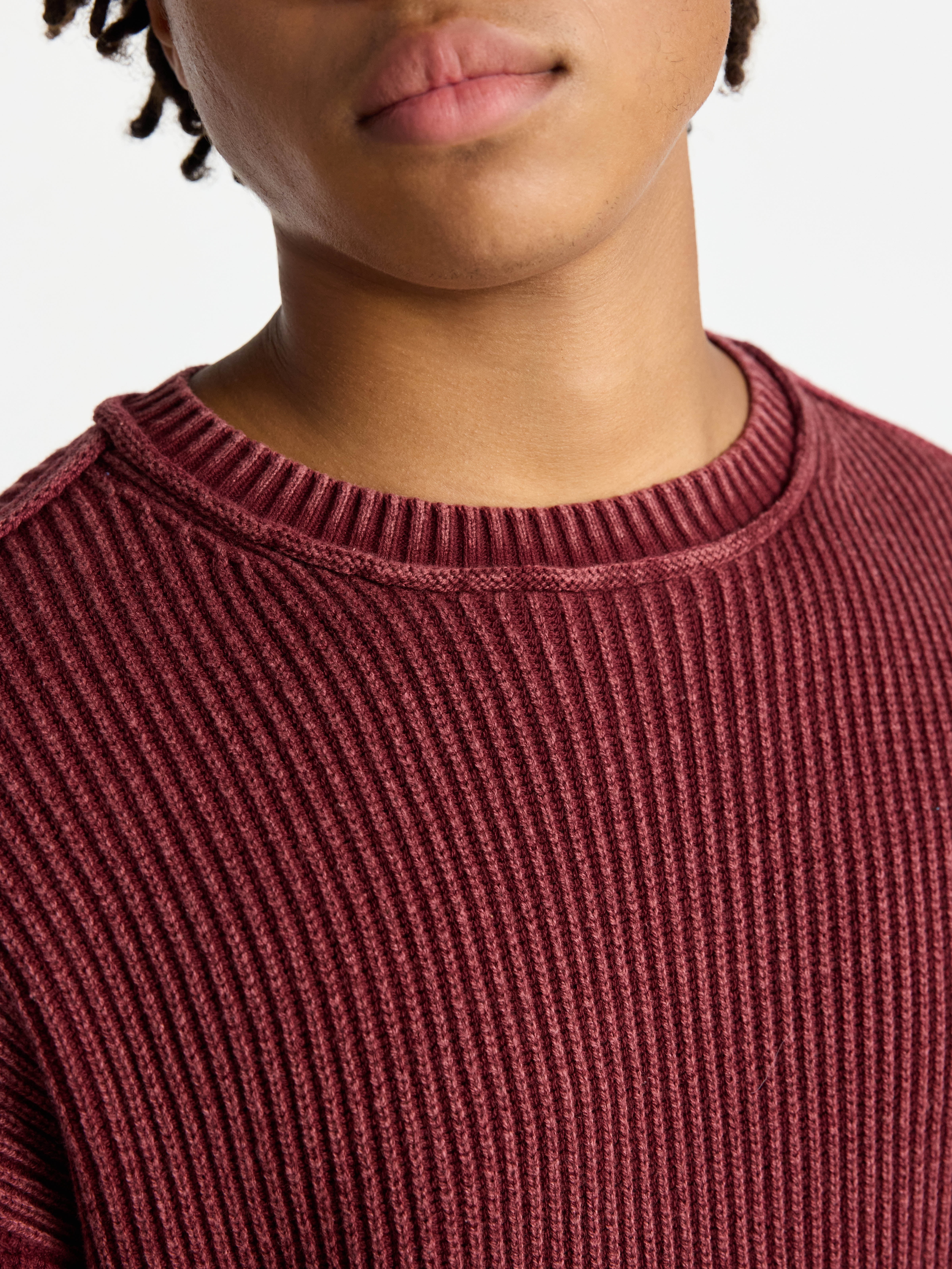 No Boundaries Ribbed Crewneck Sweater with Long Sleeves, Men's XS-3XL